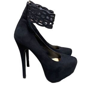 JustFab Black Suede Platform Stiletto Heels Size 7.5